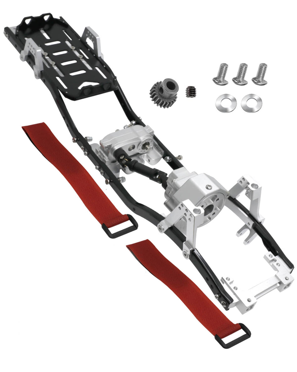 RC Metal Chassis Frame 313mm Wheelbase Upgrades w/Prefixal Shiftable Gearbox for 1/10 Axial SCX10 90046