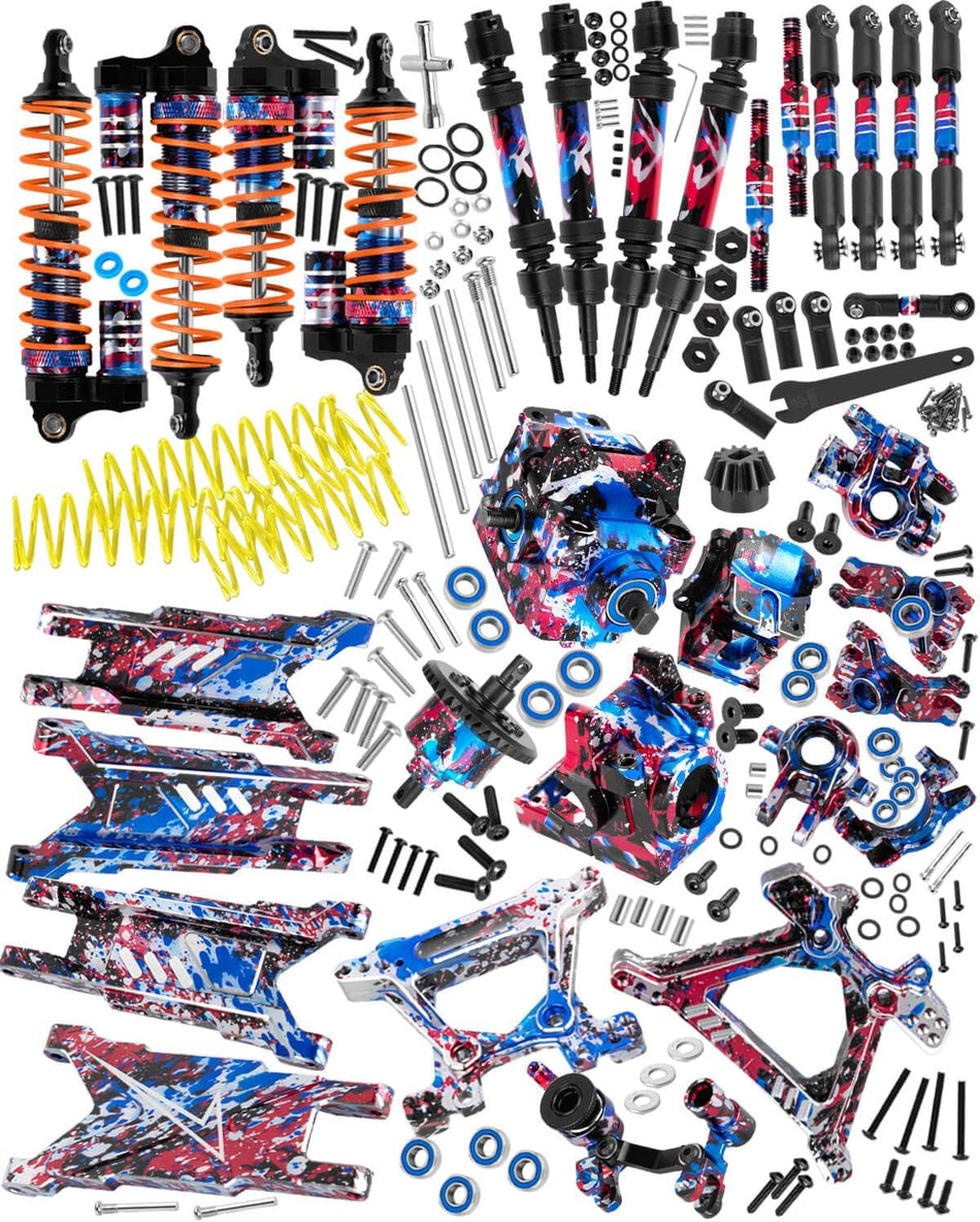 RC Upgrades Part for 1/10 Traxxas Rustler/Slash/Stampede 4x4 4WD VXL,Arm/Shocks/gearbox/37T Diff Gear/Caster Block,Steering Blocks/Stub Axle Carriers/Drive Shaft/Shock Tower/Links,Colorful