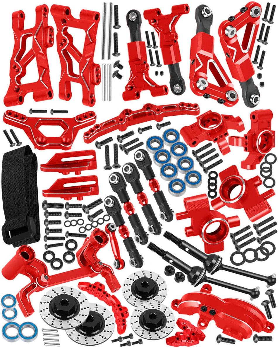 RC Alloy Upgrades Part for 1/10 Traxxas 4-TEC Drift Ford Mustang Rear Wheel Drive ON-Road Drift RC Car #105237-4,RC Drive Shaft Axles CVD Suspension Arm Caster Block Steering Blocks,Red