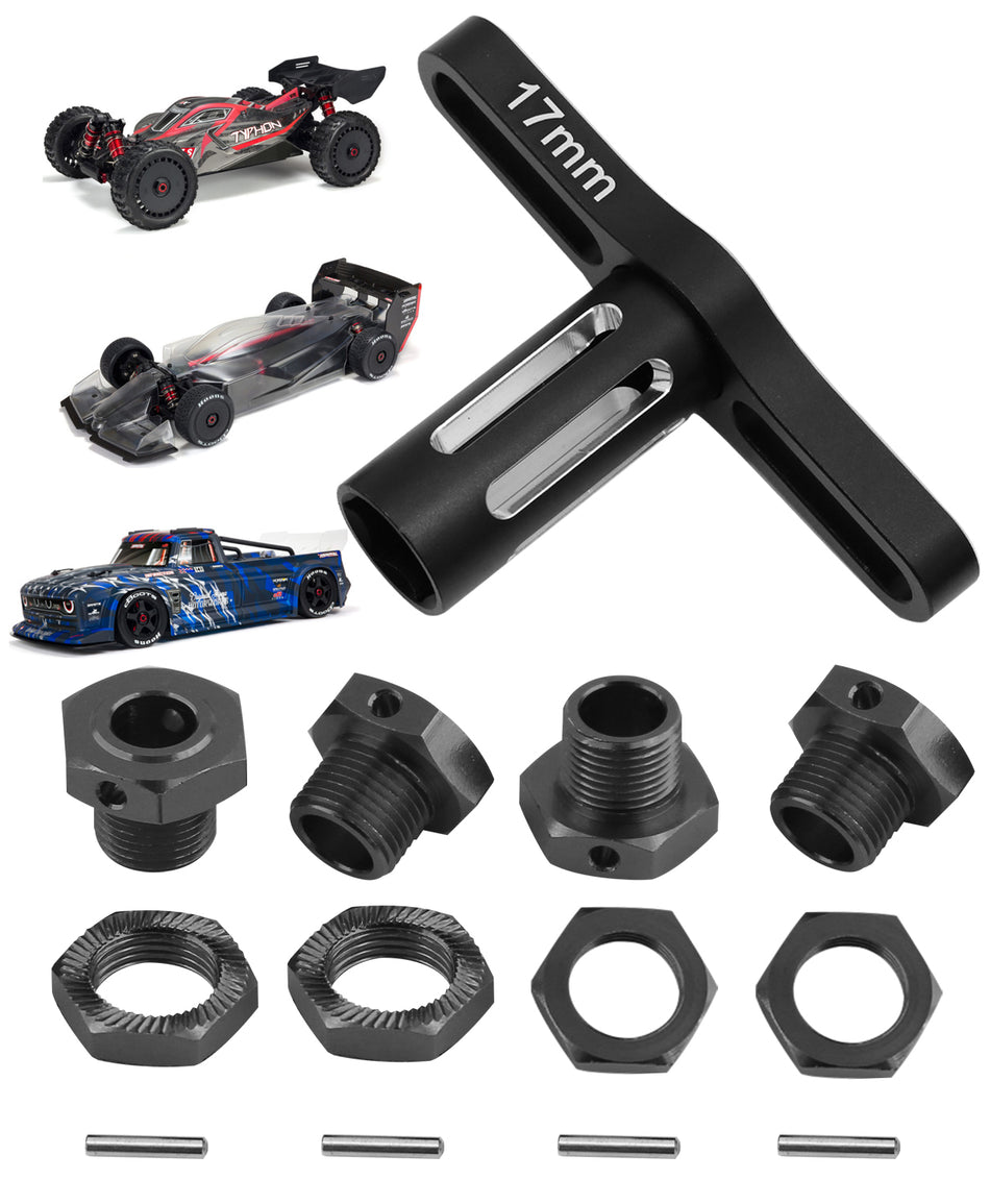 17mm Wheel Hex/Nuts & Wheel Wrench Upgrades Part for 1/7 Arrma Infraction 6s BLX/Mojave 6s BLX/Limitless 1/8 Typhon 6S BLX