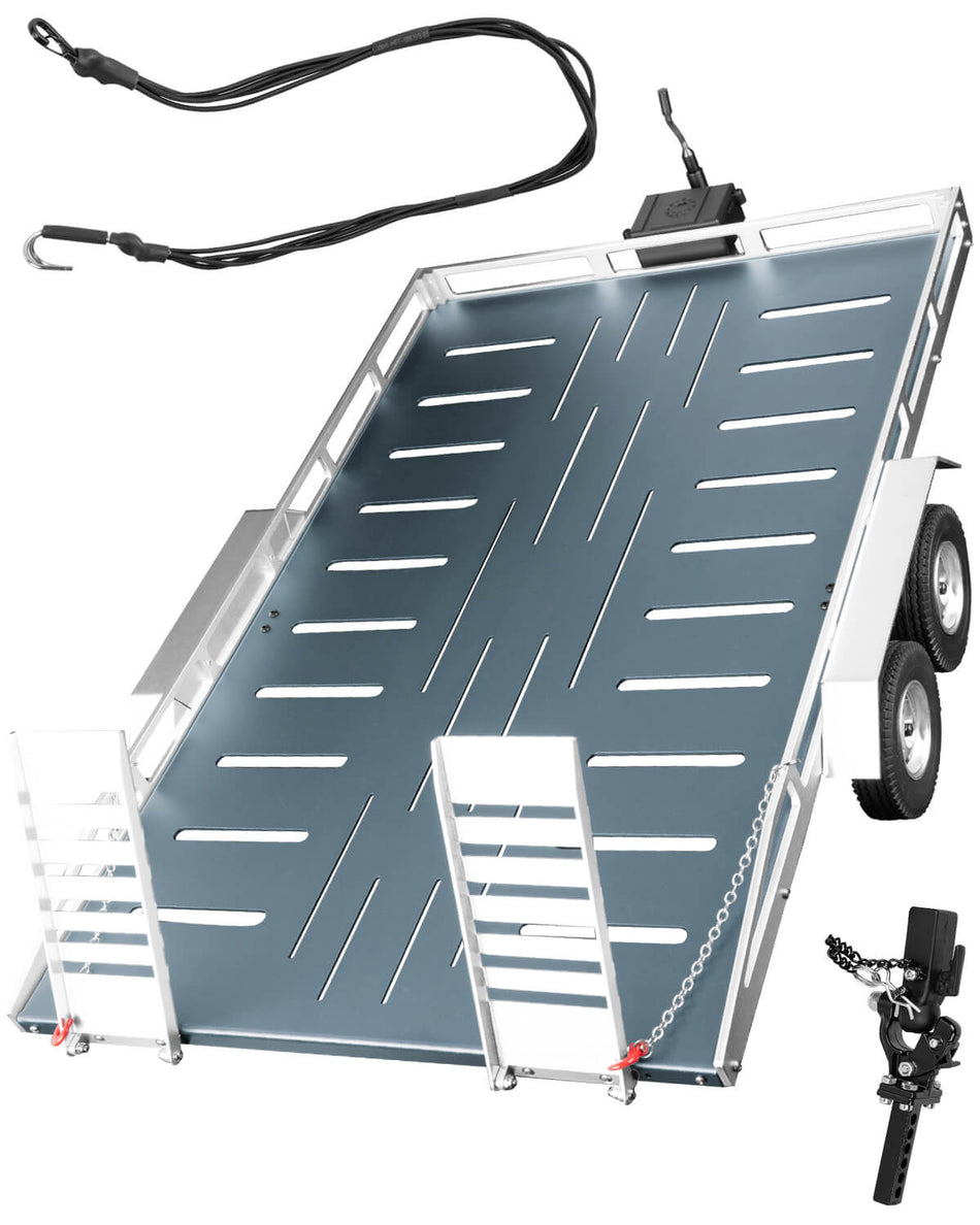 Aluminum RC Trailer for 1/10 1/8 RC Crawler Traxxas TRX4 TRX6 Redcat Scout II Gen8 Tamiya Axial Scx10 II D90