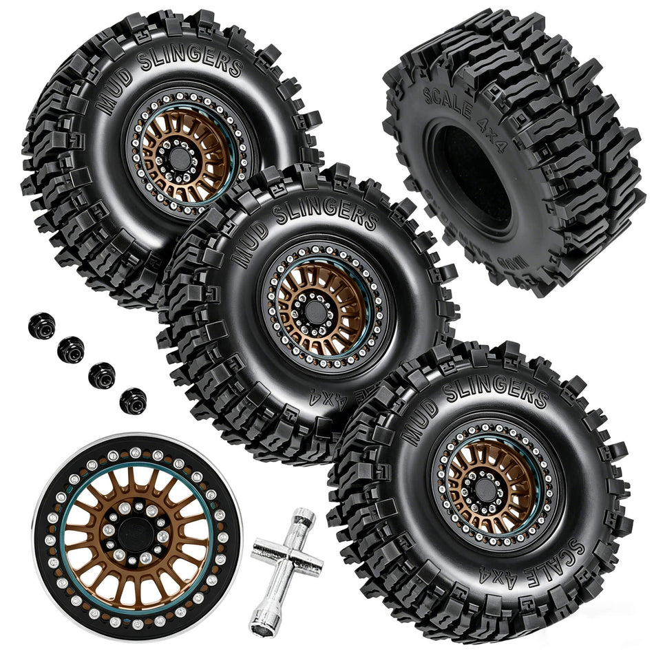 RC 2.2" Beadlock Wheel and Tires Set for Traxxas Axial Redcat 1/8 1/10 TRX4 TRX6 SCX10 II III D90 90046 Gen8 MST VS4-10 CFX Crawler Car