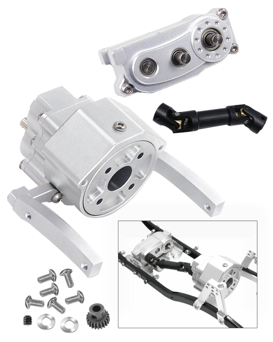 Upgrades Part for 1/10 Axial SCX10 & SCX10 II 90046 313mm 12.3 Inch Wheelbase Chassis Frame,Metal Prefixal Gearbox & Drive Sharft & Gearbox