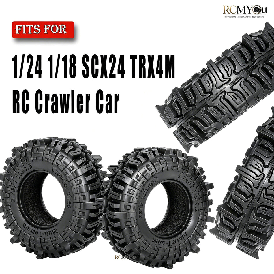 RC 1.3" Soft Rubber Wheel Tires for 1/24 1/18 Axial SCX24 Traxxas TRX4M RC Crawler Car