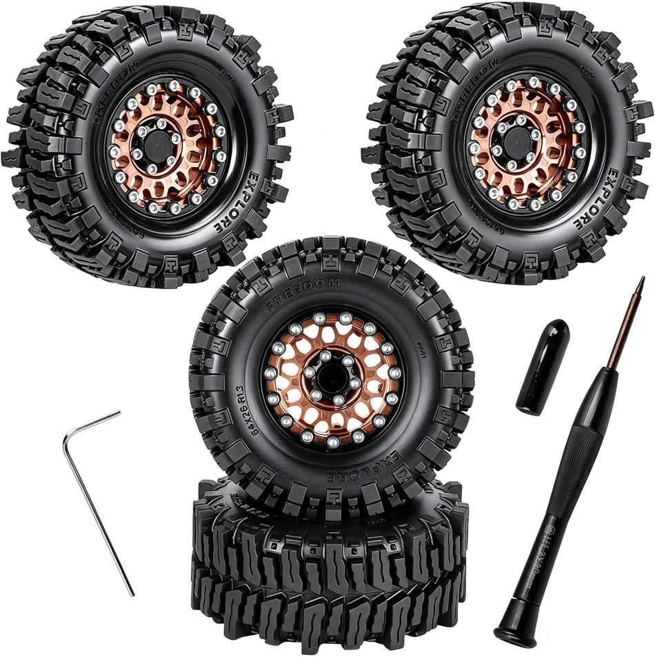 RC 1.3" Beadlock Wheel Tires Set for 1/24 Axial SCX24 Fms FCX24,1/18 traxxas Trx4m Ascent-18 RC Crawler Car