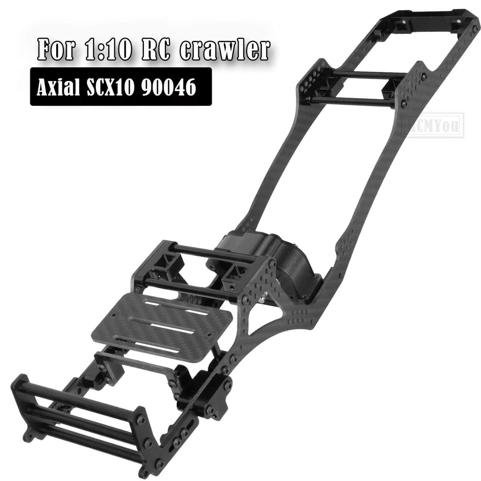 RC Carbon Fiber Frame Chassis w/Gearboxes Upgrades Part for 1/10 Axial SCX10 SCX10 II 90046 90047 RC Crawler Car