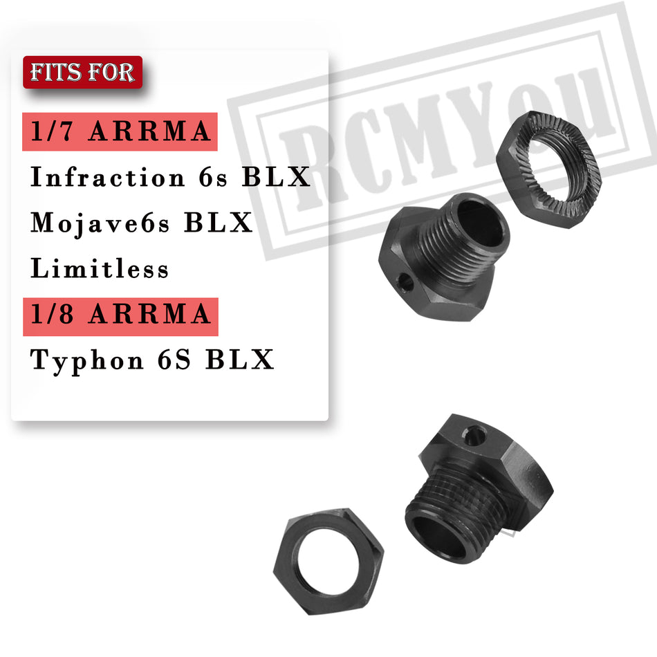 17mm Wheel Hex/Nuts & Wheel Wrench Upgrades Part for 1/7 Arrma Infraction 6s BLX/Mojave 6s BLX/Limitless 1/8 Typhon 6S BLX