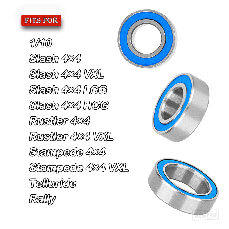 RC Bearings Kit Upgrades Part for 1/10 Traxxas Slash 4X4/Stampede 4X4/Rustler 4×4/Telluride/Rally