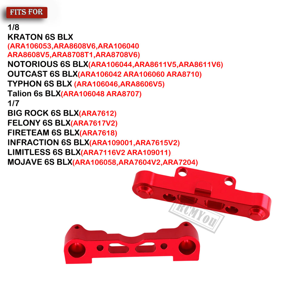 RC Front Lower/Front Upper/Rear Lower Arm Suspension Mount Upgrades Part for 1/8 Arrma kraton/Outcast/Typhon 6s / 1/7 Felony/Infraction 6s
