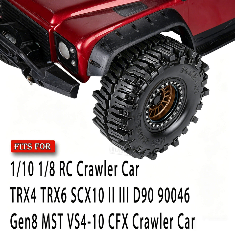 RC 2.2" Beadlock Wheel and Tires Set for Traxxas Axial Redcat 1/8 1/10 TRX4 TRX6 SCX10 II III D90 90046 Gen8 MST VS4-10 CFX Crawler Car