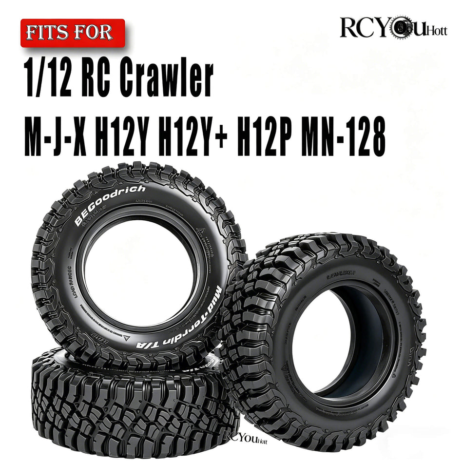 RC 1.9" Crawler Tires for 1/12 RC Crawler MJX H12Y H12Y+ H12P MN-128,1.9" Wheels Soft Sticky Rubber Tires