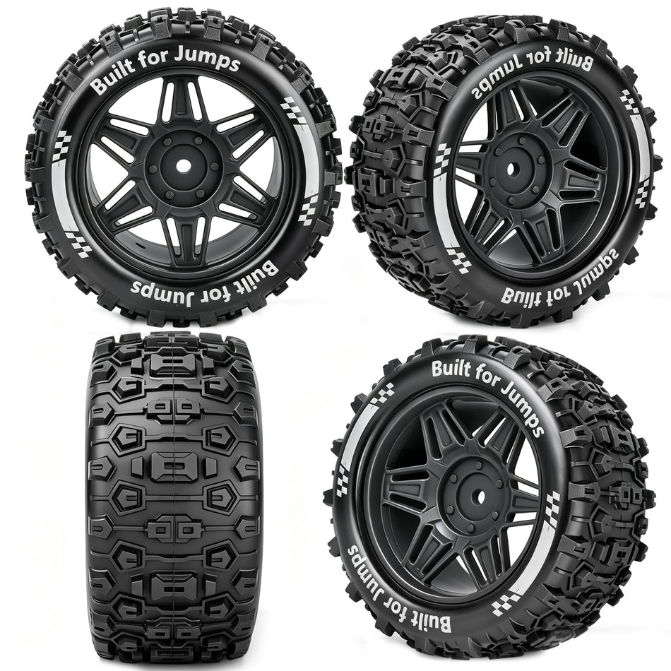 RCMYou Wheel and Tires Set for traxxas arrma 1/14 1/16 E-REVO/Summit MINI KRATON 3s/Gorgon GROM 4x4/MJX Hyper Go HBX SCY RC Car