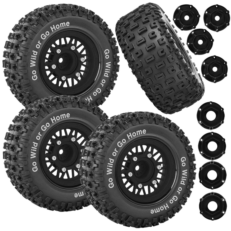 RC Wheels Tires Truck Tires 12mm/14mm/17mm Hex for 1/10 Traxxas Slash 4×4 4WD 2WD/Axial/Arrma Senton/Redcat/Rc4wd