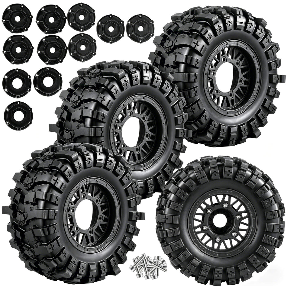 Rc Wheels and Tires Set for 1/10 Traxxas Slash 2WD 4×4 4WD,Arrma Senton,Axial,Redcat,Rc4wd,w/12mm/14mm/17mm Hex