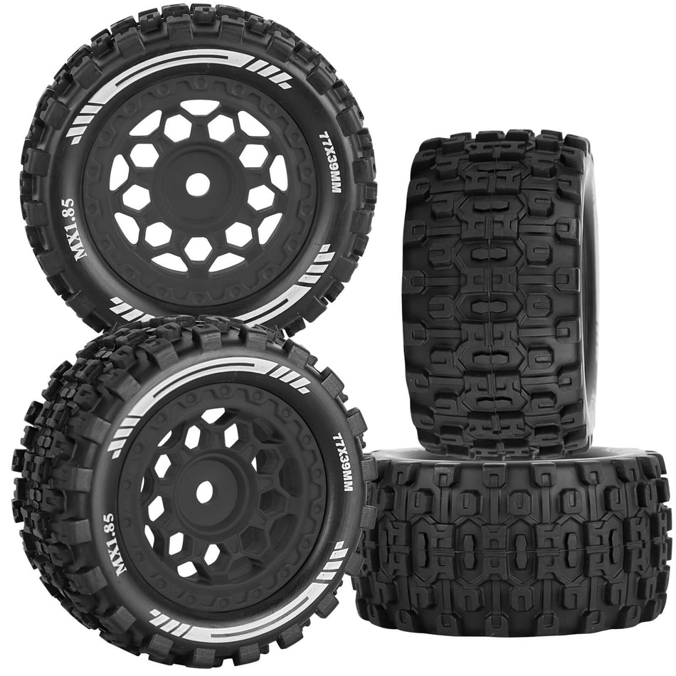 RC Wheels and Tires Pre-Glued 12mm Hex (4PCS) for 1/18 Arrma Granite Grom 4X4 RTR,1/14 Typhon Grom 4X4 RTR 223S