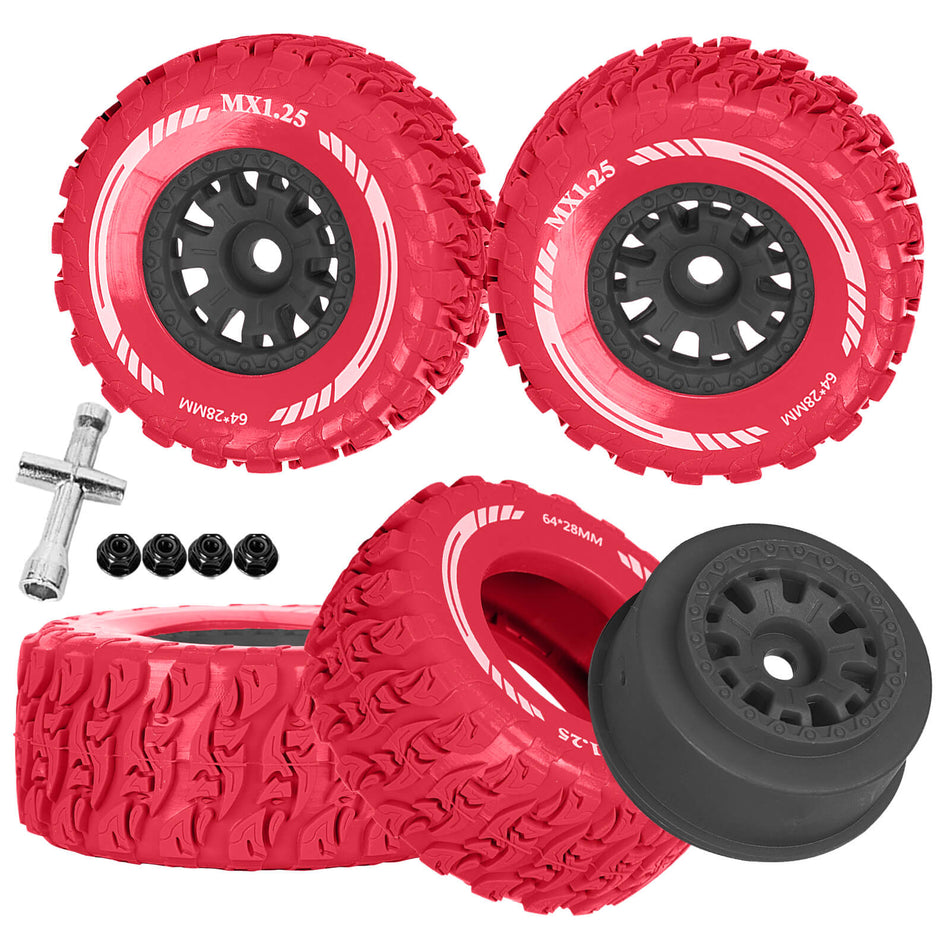 RC MX1.25 RC Truck Wheel Tires for Traxxas/arrma Mojave GROM 223S 4x4 RTR,MJX HYPER GO 14301 14302 14303,Tamiya Kyosho HPI 1/14-1/18 Scale On/Off Road