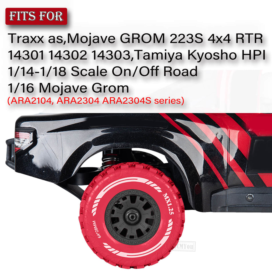 RC MX1.25 RC Truck Wheel Tires for Traxxas/arrma Mojave GROM 223S 4x4 RTR,MJX HYPER GO 14301 14302 14303,Tamiya Kyosho HPI 1/14-1/18 Scale On/Off Road