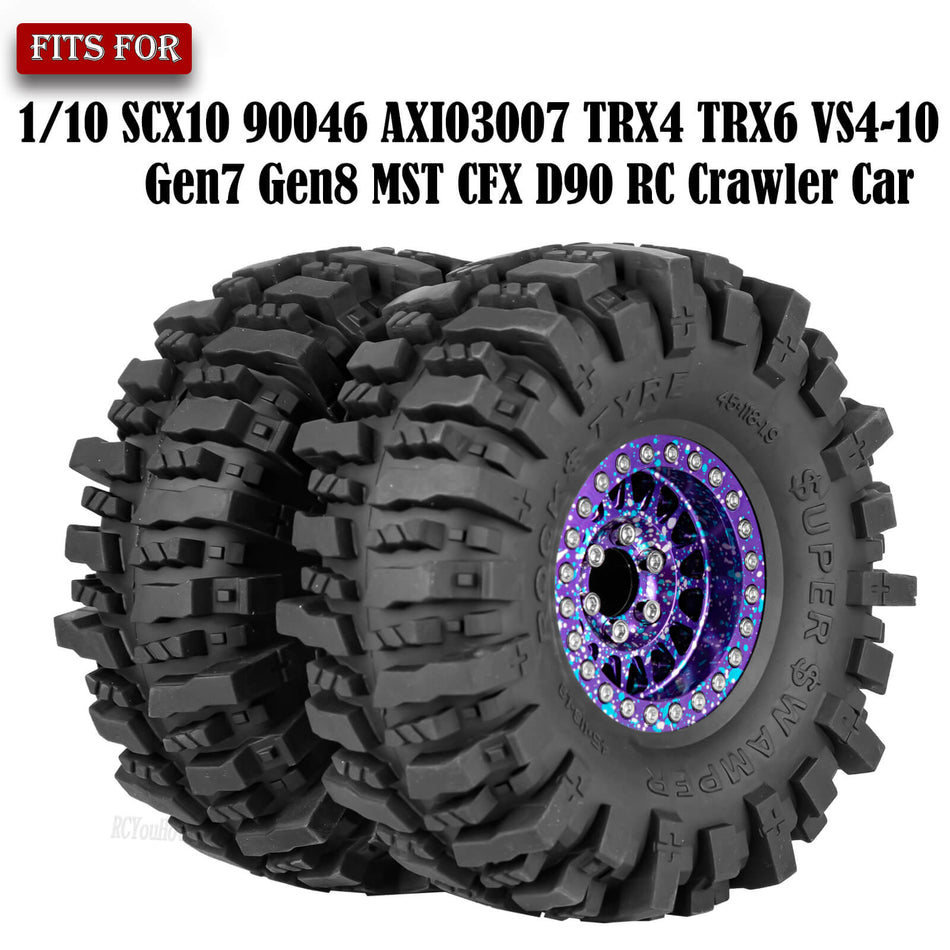 RC 1.9" Beadlock Wheels Tires for 1/10 Axial SCX10 90046 AXI03007 Traxxas TRX4 TRX6 VS4-10 Redcat Gen7 Gen8 MST CFX D90 RC Crawler Car