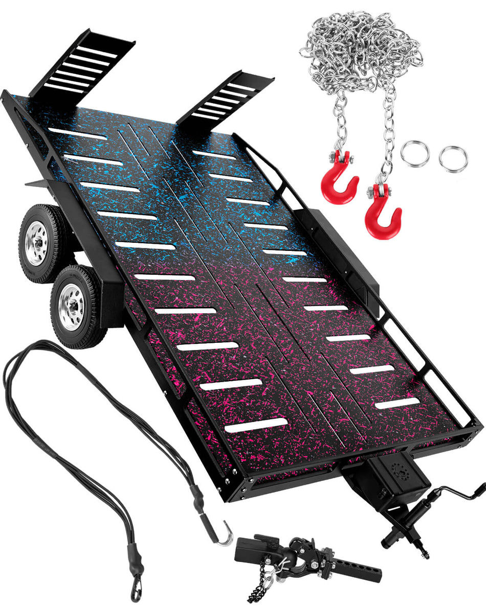 Aluminum RC Trailer for 1/10 1/8 RC Crawler Traxxas TRX4 TRX6 Redcat Scout II Gen8 Tamiya Axial Scx10 II D90