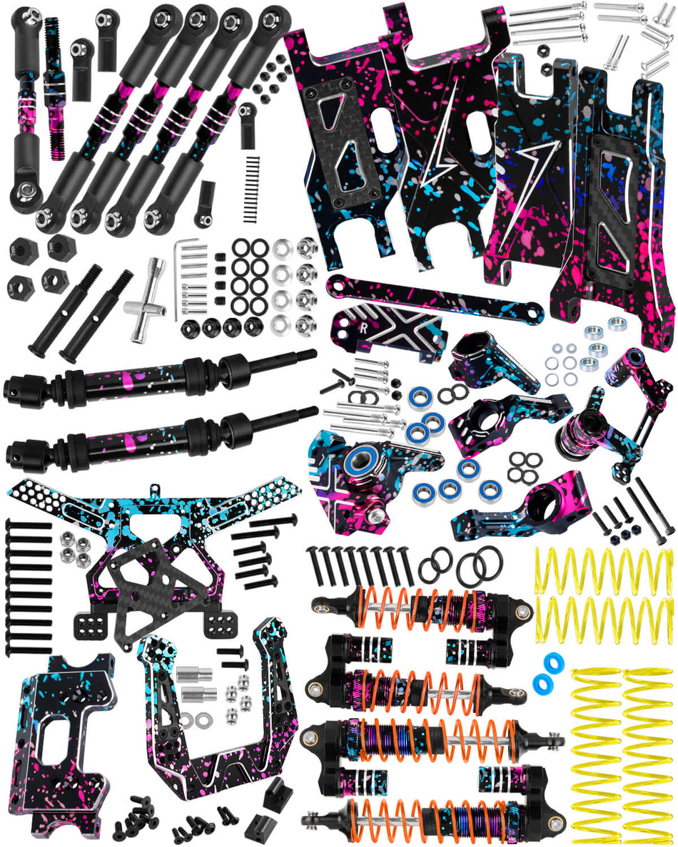 RC Upgrades Part for 1/10 Traxxas Slash 2WD,Suspension Arm,Shock Absorber,Caster Block,Steering Blocks,Stub Axle Carriers,Steering Bellcranks,Drive Shaft,Links,Shock Tower,Front Bulkhead