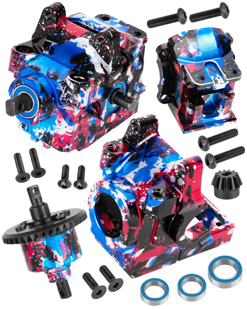 RC Transmission Gearbox Case & 37T Diff Gear Upgrades Part for 1/10 Traxxas Slash/Rustler/Stampede/Jato 4X4 4WD VXL/XO-1,Replace #6880#6881