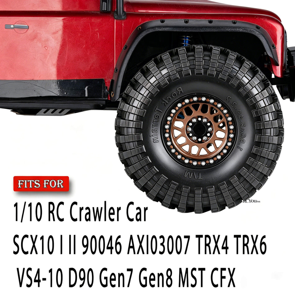 RC 2.2" Beadlock Wheels Tires Set for 1/10 SCX10 I II 90046 AXI03007 TRX4 TRX6 VS4-10 D90 Gen7 Gen8 MST CFX RC Crawler Car