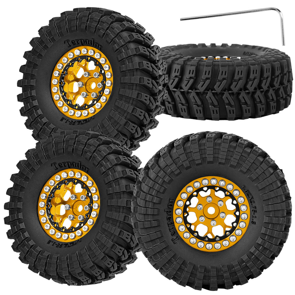 RCMYou RC 1.3 Beadlock Wheel Tires Set for 1/24 Axial SCX24 1/18 Traxxas TRX4M RC Crawler Car