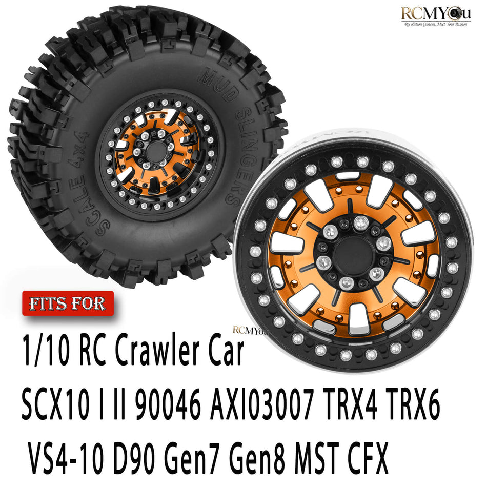 RCMYou RC 2.2" Beadlock Wheels Tires for 1/10 AXail SCX10 I II 90046 AXI03007 traxxas TRX4 TRX6 VS4-10 D90 Gen7 Gen8 MST CFX RC Crawler Car.