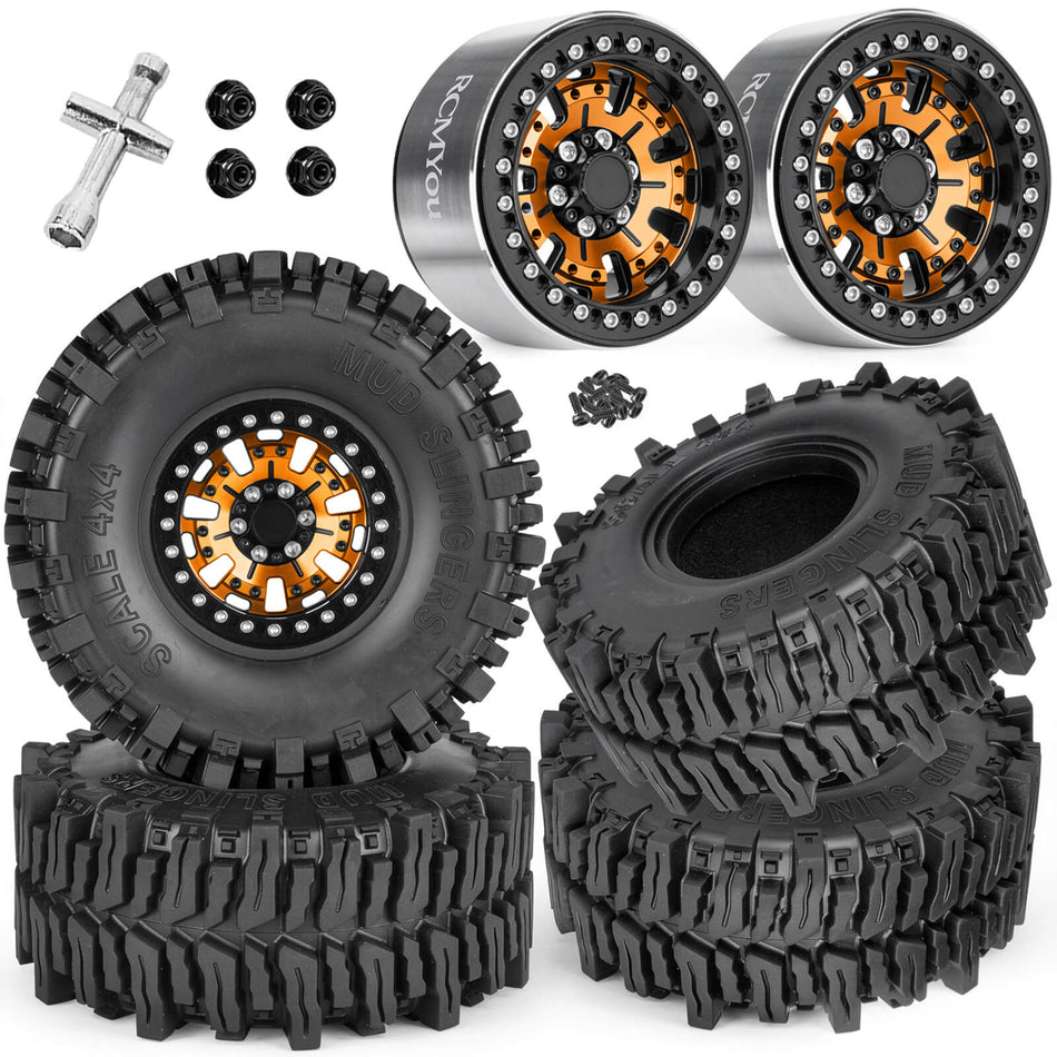 RCMYou RC 2.2" Beadlock Wheels Tires for 1/10 AXail SCX10 I II 90046 AXI03007 traxxas TRX4 TRX6 VS4-10 D90 Gen7 Gen8 MST CFX RC Crawler Car.