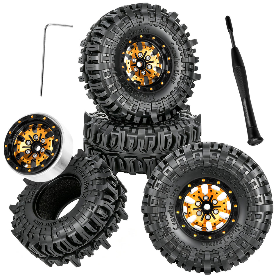 RCMYou RC 1.3" Beadlock Wheel Tires for 1/18 traxxas Trx4m redcat Ascent-18 1/24 axial SCX24 fms FCX24 RC Crawler Car