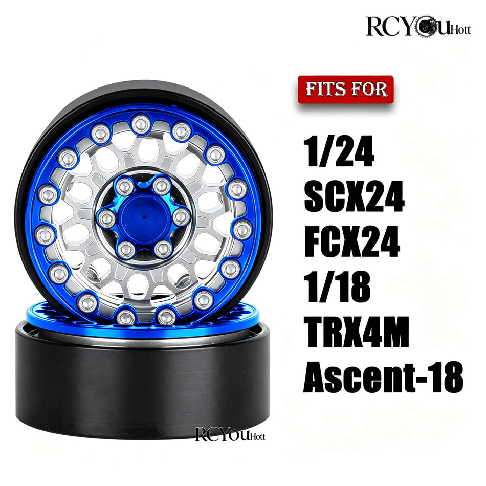 RCMYou 1.3" Beadlock Wheel Rims Set/1.3 RC Rims for 1/24 axial SCX24 fms FCX24,1/18 traxxas TRX4M redcat Ascent-18 Crawler Car