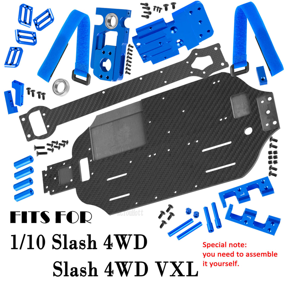 RC Carbon Fibre Chassis Protect Armor Skid Plate Guard Upgrades Part for 1/10 Traxxas Slash 4WD 4X4 VXL