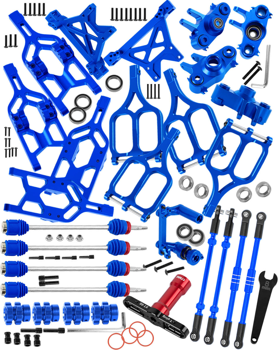 RC Alloy Suspension Arms&Steering Block Knuckle Arm&Shock Tower&Drive Shaft Axles&Push Rod Links&Steering Bellcranks Upgrades Part for 1/10 Traxxas T-Maxx/E-Maxx,Driveshafts Hops Up