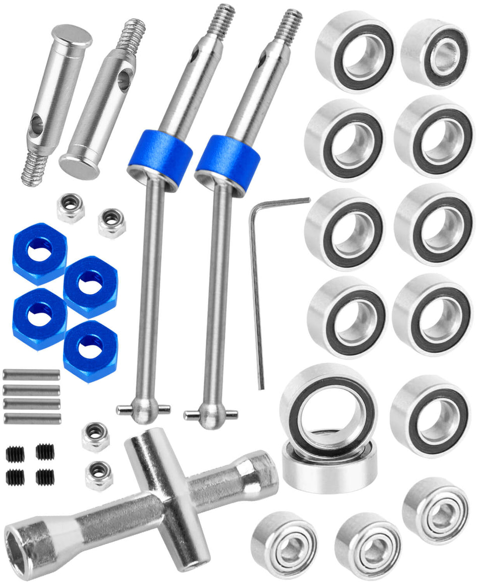 RCMYou RC Upgrades Part #45 Steel Driveshaft/Bearings Kit for Losi 1/24 Micro-B 2S 2WD,1/28 Micro-T 2S 2WD