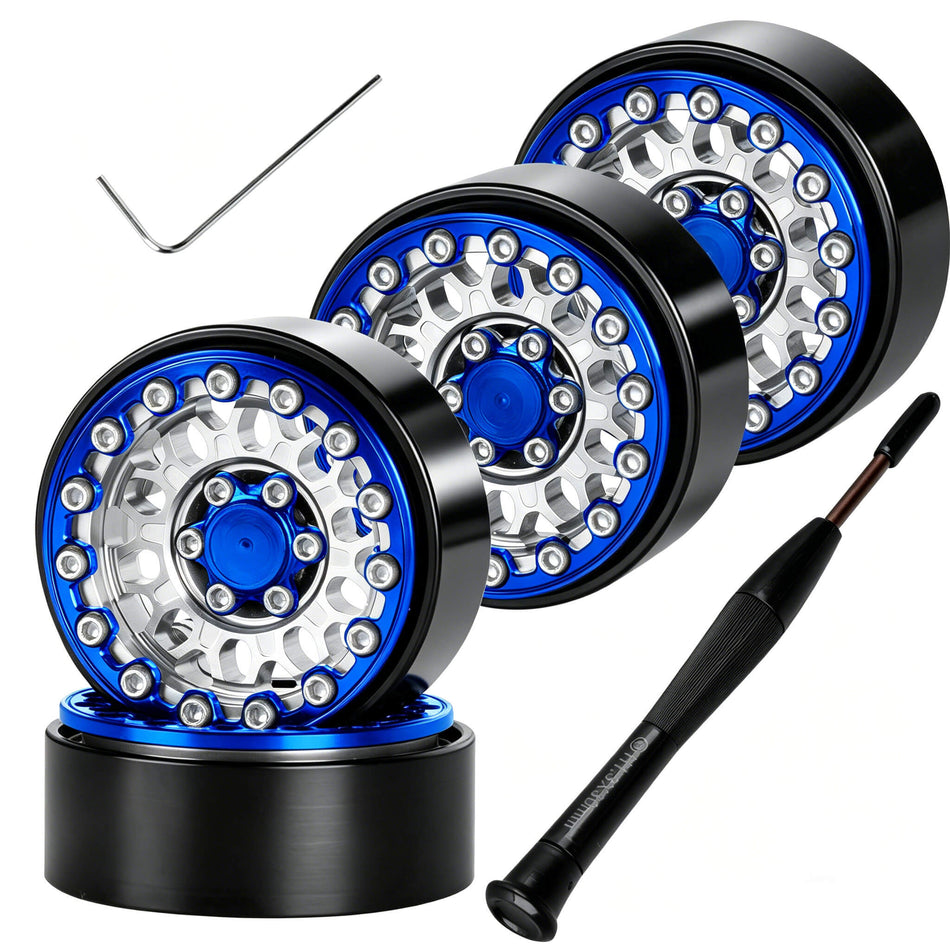 RCMYou 1.3" Beadlock Wheel Rims Set/1.3 RC Rims for 1/24 axial SCX24 fms FCX24,1/18 traxxas TRX4M redcat Ascent-18 Crawler Car
