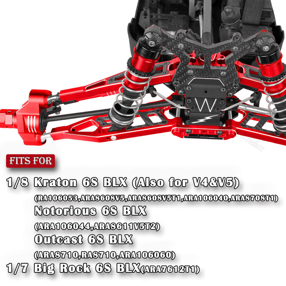 RCMYou RC A-Arms Mount&Gearbox Case w/43T/10T Diff Gear&Steering Blocks Hub Stub Axle Carriers Upgrades Part for 1/8 Arrma Kraton (Also for V4&V5)/Notorious/Outcast 6S BLX