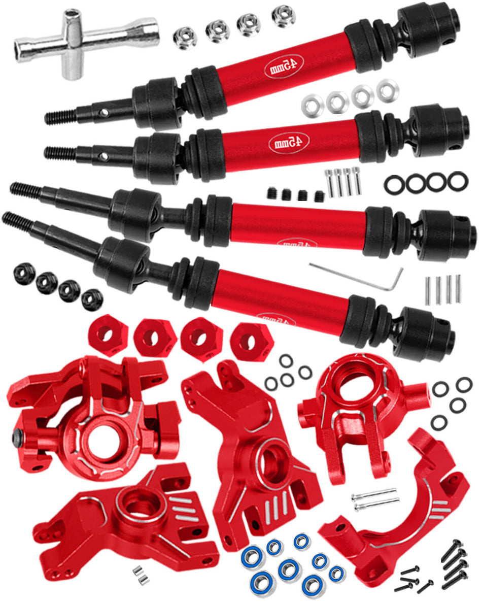RC Upgrades Part Caster Block,Steering Blocks,Stub Axle Carriers,Drive Shaft for 1/10 Traxxas Slash/Rustler/Stampede/Jat0 4x4 4WD VXL