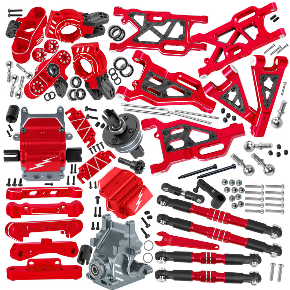 RCMYou RC A Arms&Steering Blocks Axle Carriers&Gearbox Case w/43T/13T Diff Gear Mount&Camber Links Upgrades Part for 1/8 Arrma Typhon 6s BLX,1/7 Felony Infraction 6S BLX Limitless
