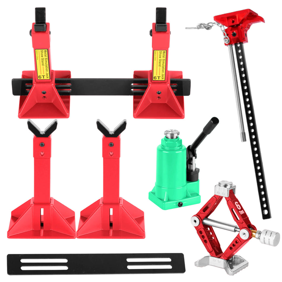RC Upgrades Part Metal Decoration Metal Lifting Jack Suit for 1/8 1/10 Axial SCX10 Traxxas TRX4 redcat Gen7 Gen8 RC4WD D90 Tamiya CC01 D110 TF2 HPI HSP