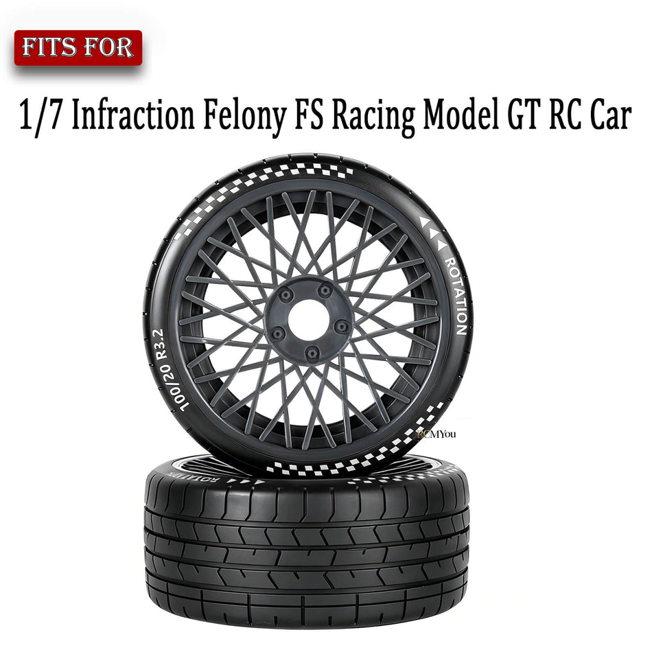RC Tires and Wheels (4PCS) for 1/7 arrma Infraction Felony FS Racing Model GT RC Car