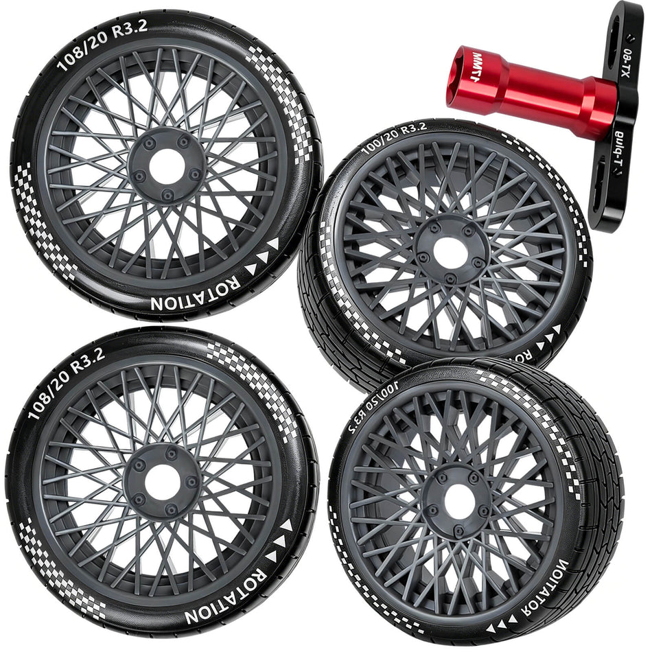 RC Tires and Wheels (4PCS) for 1/7 arrma Infraction Felony FS Racing Model GT RC Car