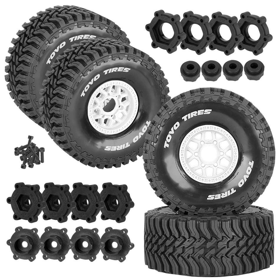 RC Truck Wheels and Tires Set for 1/8 Maxx Slash Belted(102076-4),Plastic Wheels and Soft Tires#10272