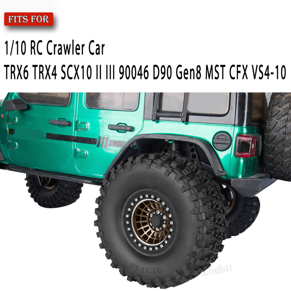 RC 2.2" Beadlock Wheel Tires Set for 1/10 RC Crawler Car,traxxas TRX6 TRX4 Axial SCX10 II III 90046 D90 Gen8 MST CFX VS4-10