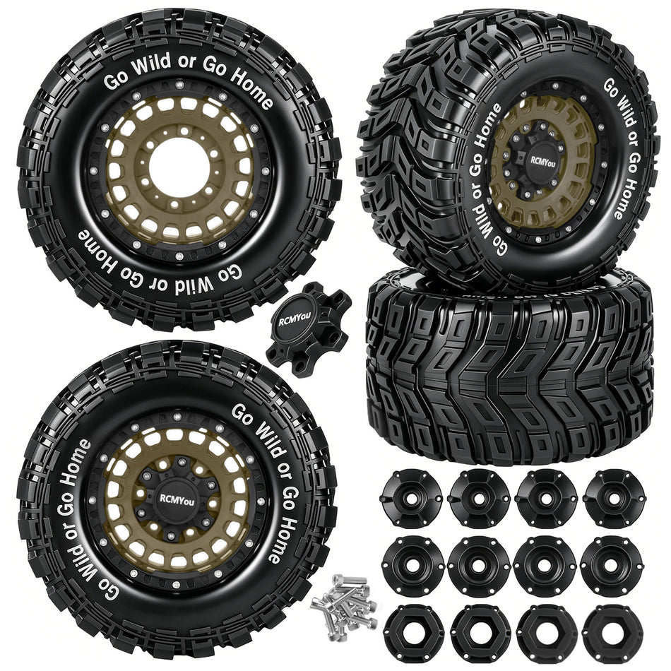 RCMYou Wheels Tires for traxxas arrma 1/10 Big Rock Granite Vortek 3s/Stampede Rustler,RC Truck Tires Wheel