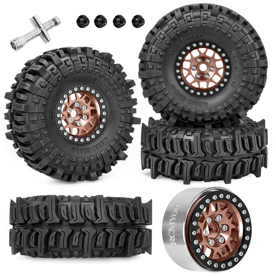 RCMYou RC 1.9" Beadlock Wheels Tires Rim for 1/10 traxxas TRX4/6 axial SCX10 RC Crawler Car